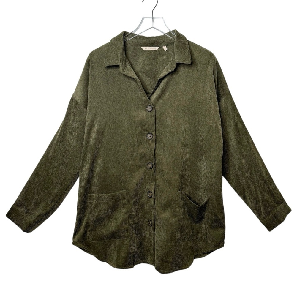 Soft Surroundings Green Corduroy Women’s Tunic Button Down Shirt Sz XL